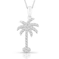 14K White Gold 0.5Ct Tdw Diamond Palm Tree Necklace H I I1 I2