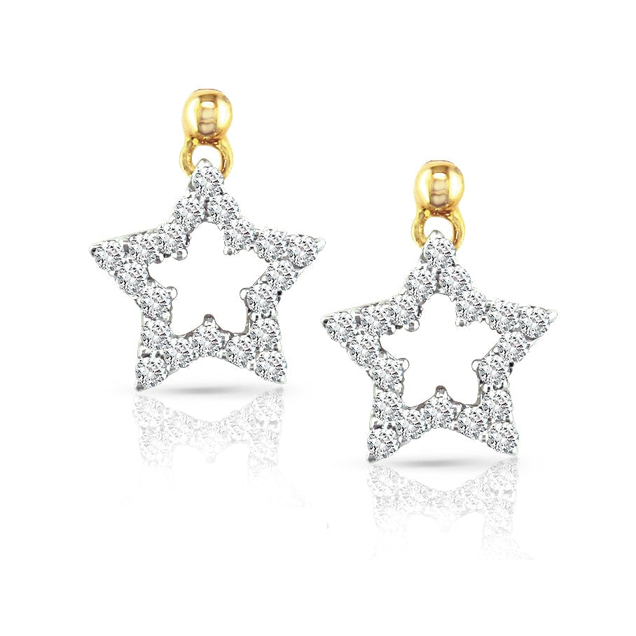 14K Two Tone Gold 1 4Ct Tdw Diamond Star Earrings H I I1 I2