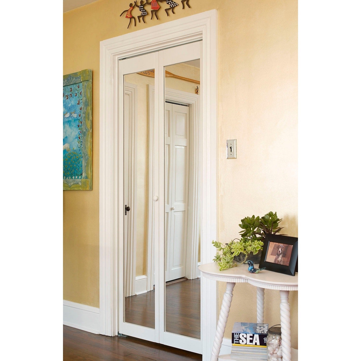 907 Traditional 24 Inch Wide Unfinished Natural Pine Bifold Mirror Doors