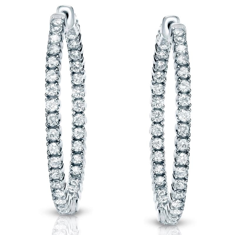 Auriya 14K Gold 3 Carat Tw Small To Large Diamond Hoop Earrings