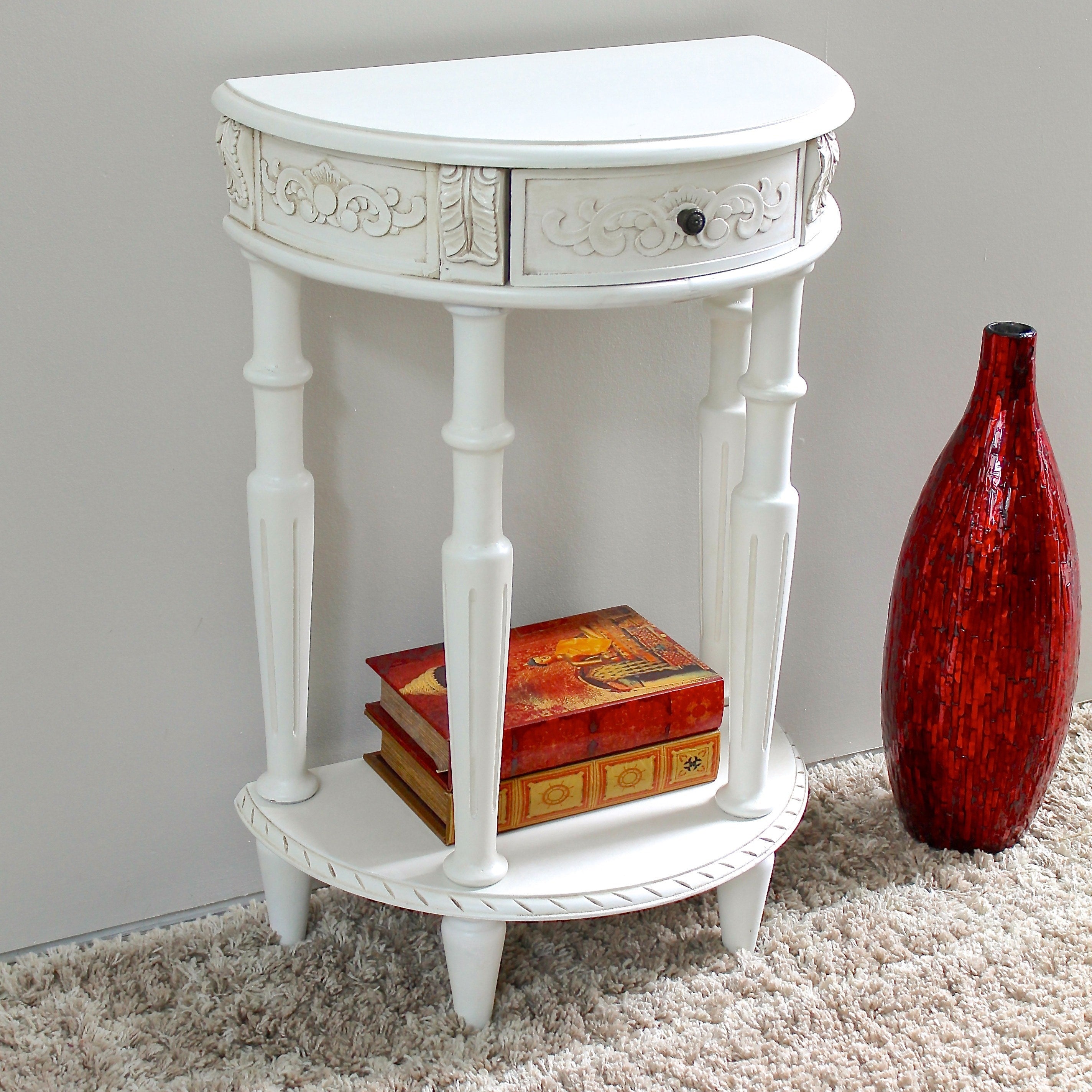 International Caravan Windsor Carved Half Moon Console Table