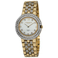 Akribos Xxiv Womens Swiss Quartz Diamond Stainless Steel Goldtone Bracelet Watch White