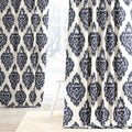 Exclusive Fabrics Ikat Blue Printed Cotton Single Curtain Panel