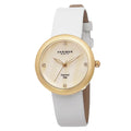 Akribos Xxiv Womens Swiss Quartz Mother Of Pearl Diamond Gold Tone Strap Watch
