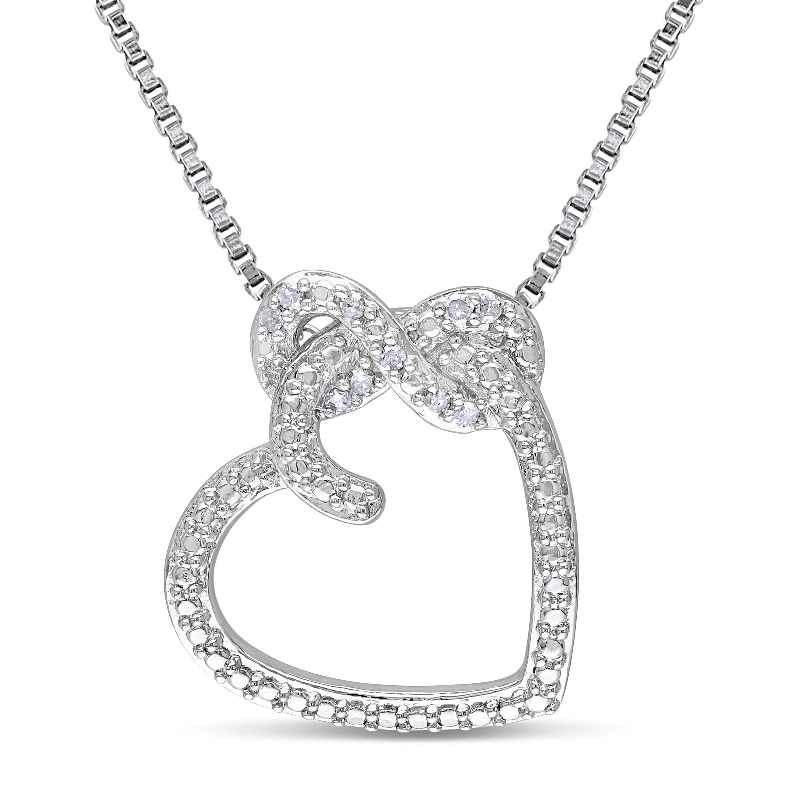 Miadora Sterling Silver And Diamond Accent Infinity Heart Necklace