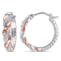 Miadora Two Tone Silver Diamond Accent Hoop Earrings