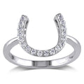 Miadora Sterling Silver White Topaz Horseshoe Ring