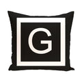 Black And White 20 X 20 Inch Monogram Print Decorative Pillow