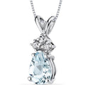 Oravo 14K White Gold Pear Cut Gemstone And Diamond Accent Pendant Necklace