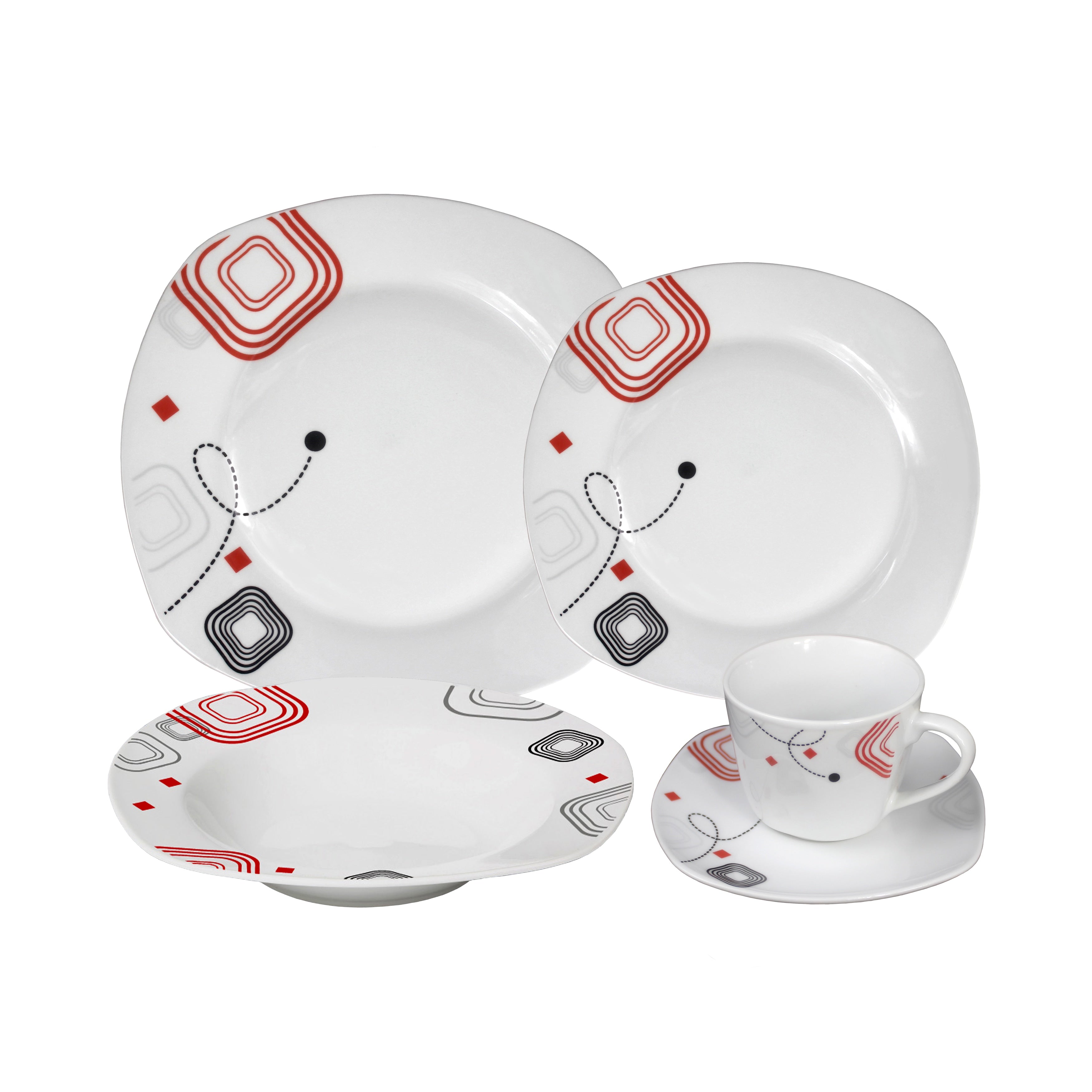 Porcelain Geo Dinnerware 16 Piece Set