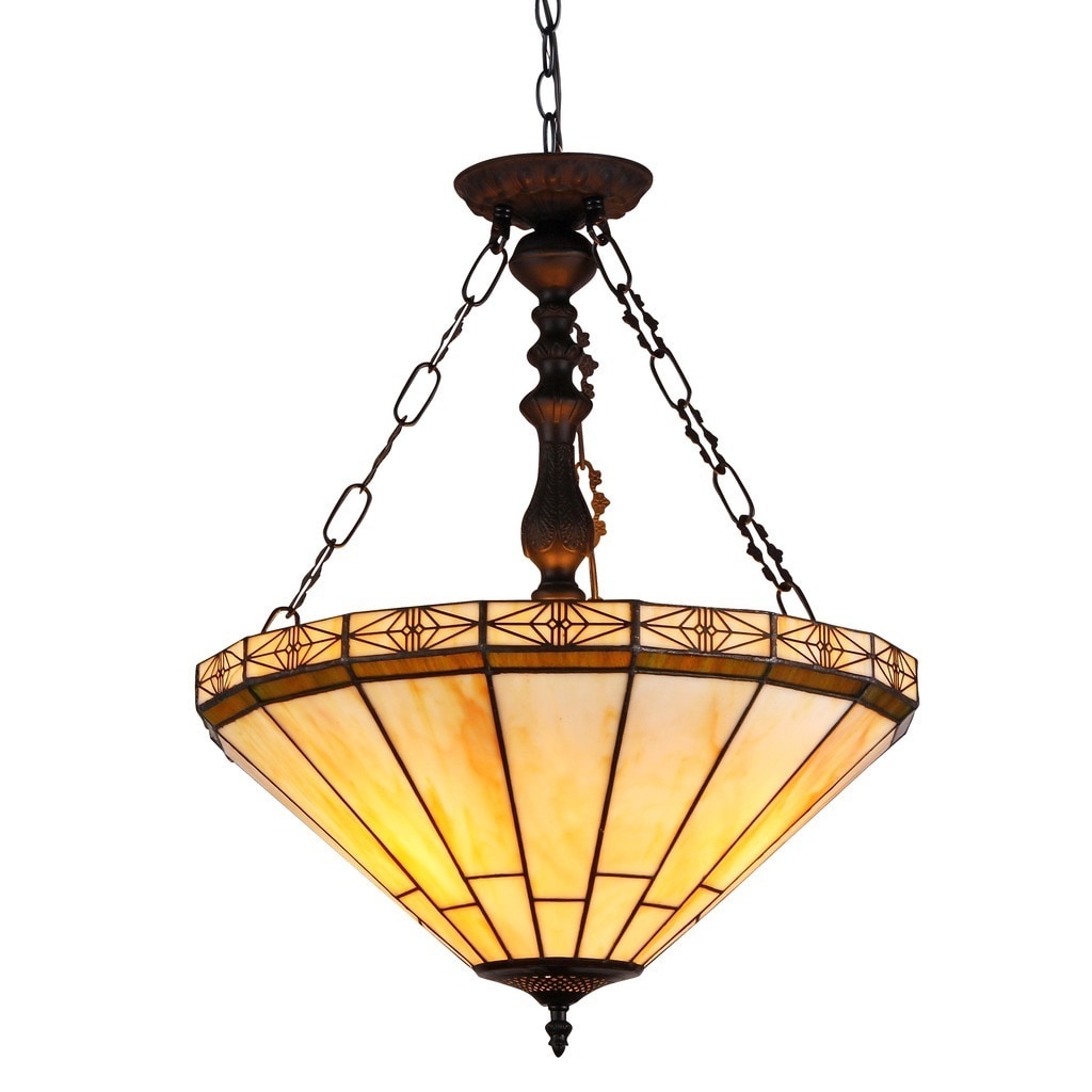 Chloe Tiffany Style Mission Design 2 Light Bronze Inverted Pendant