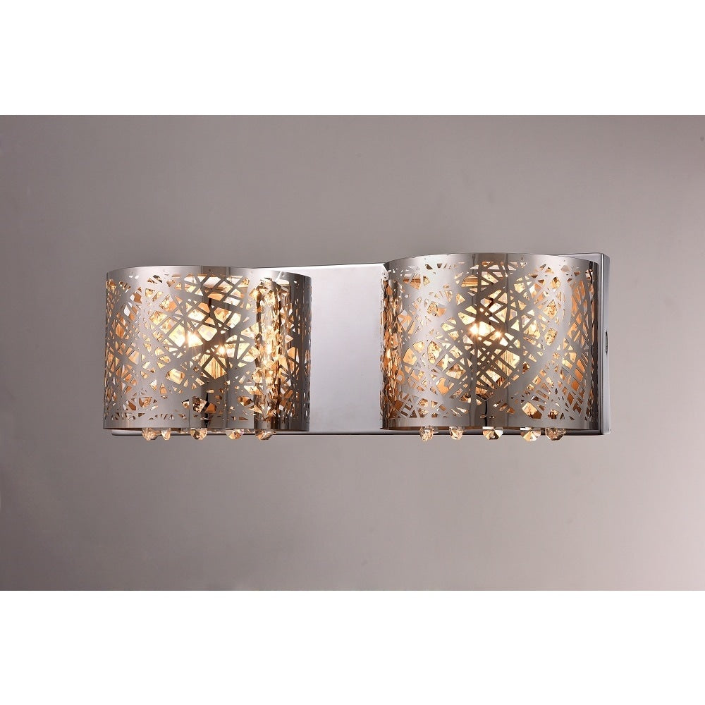 Aubrey 2 Light Chrome 16 Inch Crystal Wall Lamp