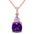 Miadora Rose Plated Silver Multi Gemstone And Diamond Accent Necklace