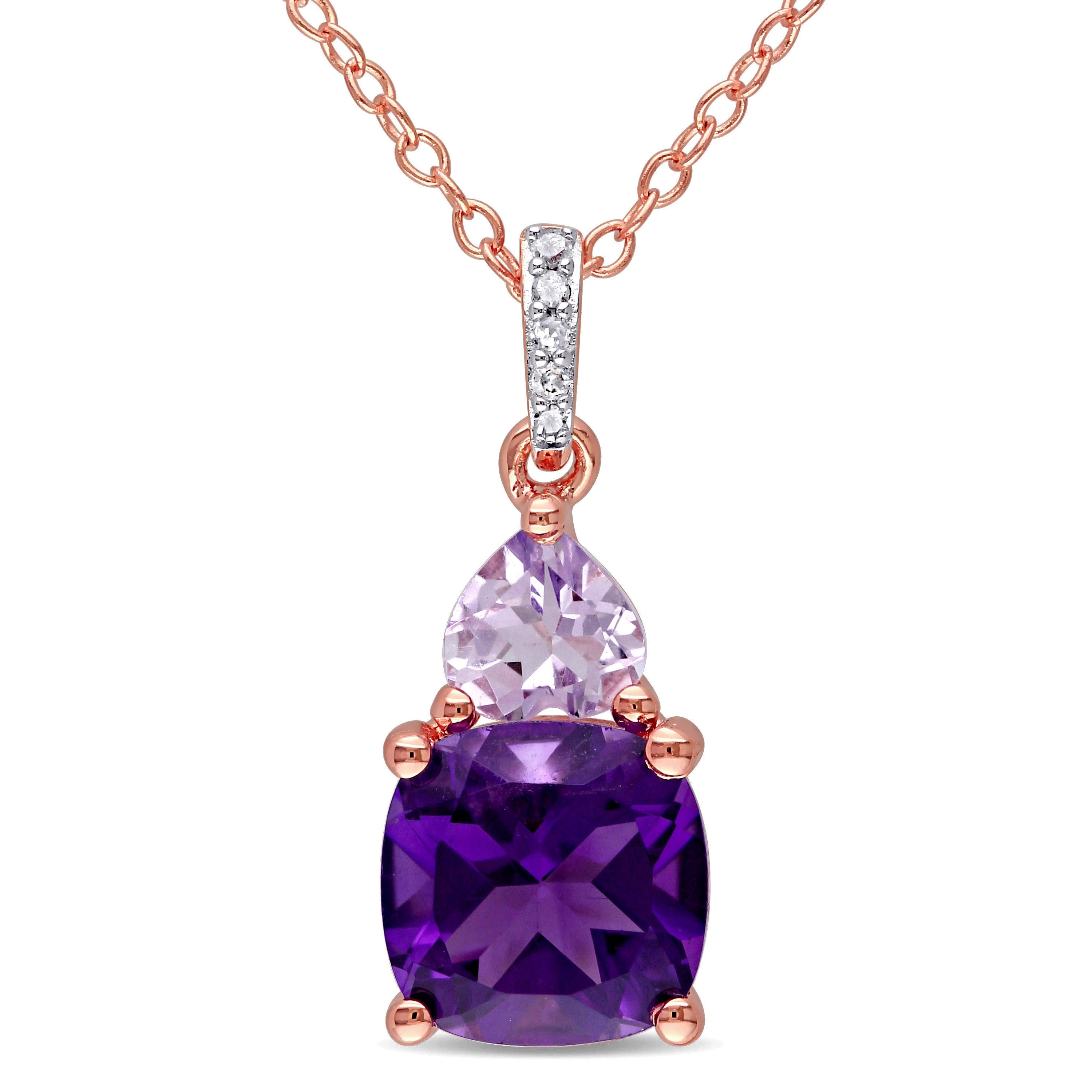 Miadora Rose Plated Silver Multi Gemstone And Diamond Accent Necklace