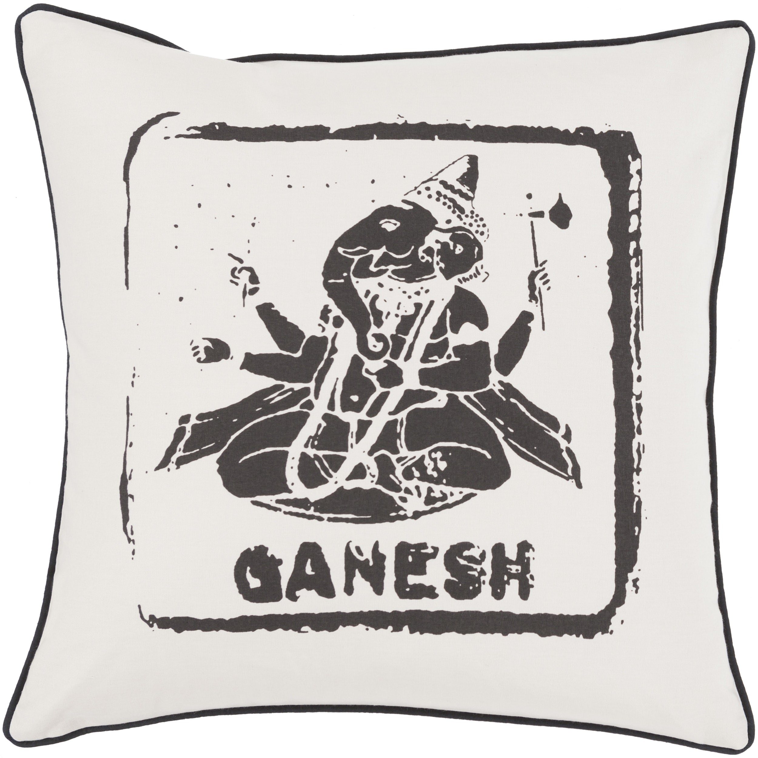 Decorative Brenna 22 Inch Shri Ganesh Feather Down Or Polyester Filled Printed Pillow