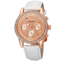 Akribos Xxiv Womens Swiss Quartz Multifunction Leather White Strap Watch
