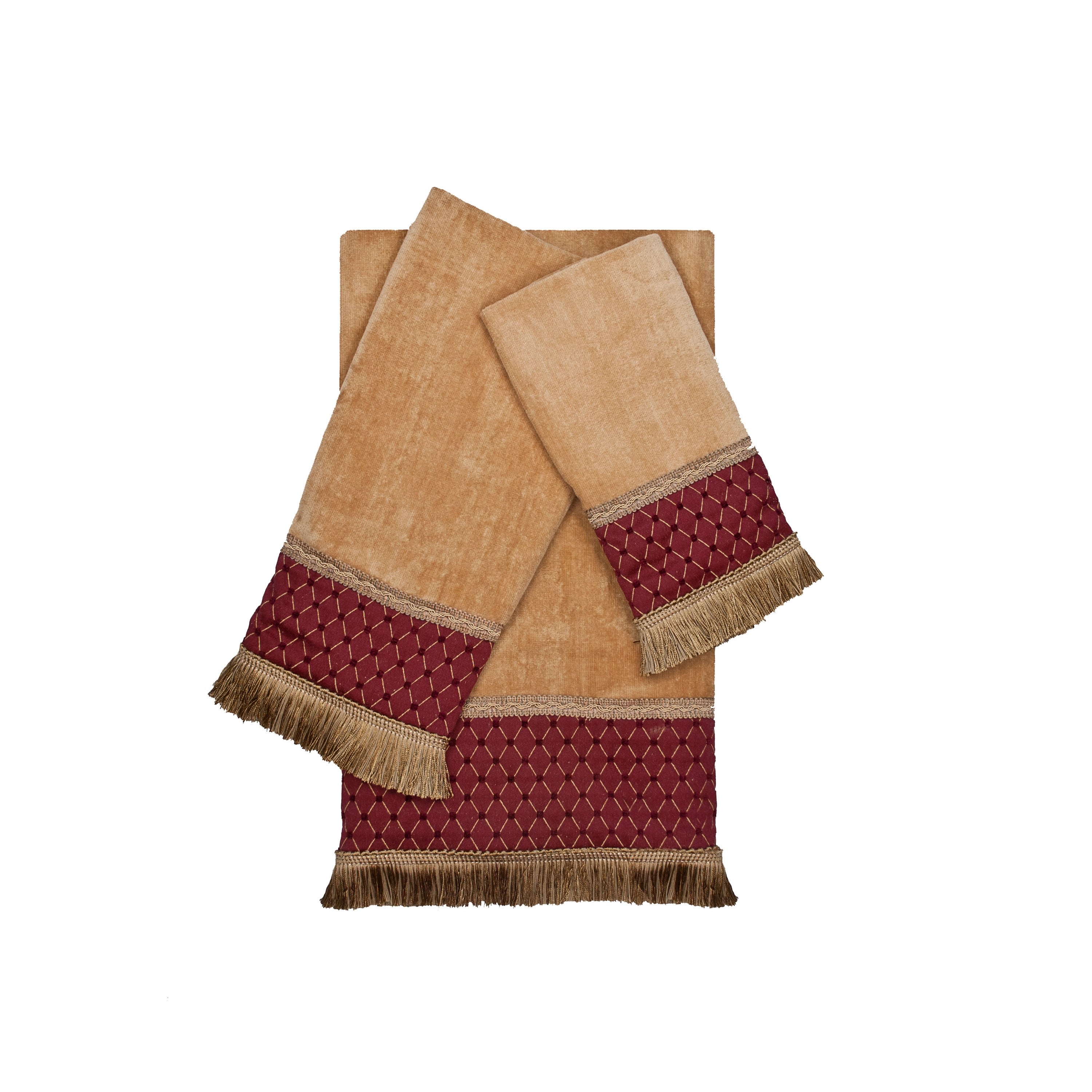 Sherry Kline Melrose Gold 3 Piece Decorative Embellished Towel Set