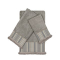 Sherry Kline Aberdeen Stripe Grey 3 Piece Decorative Embellished Towel Set