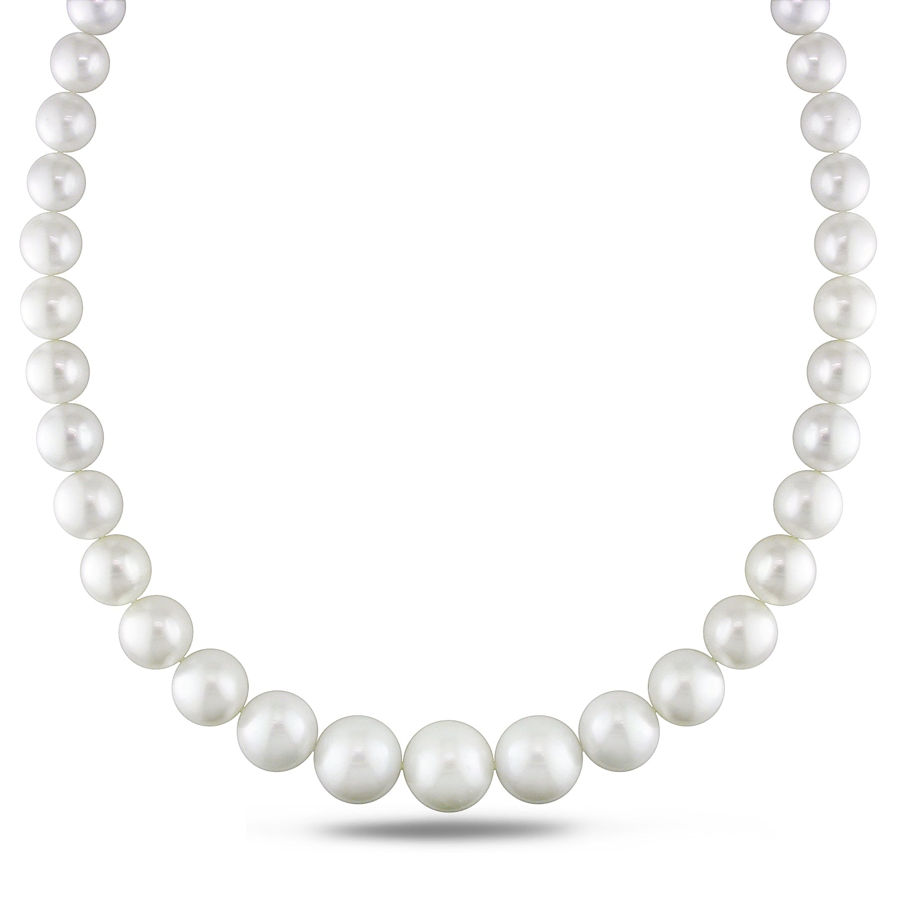 Miadora Signature Collection 14K White Gold Cultured South Sea White Pearl And Diamond Accent Strand Necklace 10 16 Mm