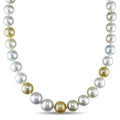 Miadora Signature Collection Cultured White Gold South Sea Pearl Necklace With 14K Yellow Gold Ball Clasp 10 13 Mm