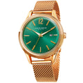 Akribos Xxiv Mens Quartz Easy To Read Gold Tone Stainless Steel Mesh Strap Watch Green