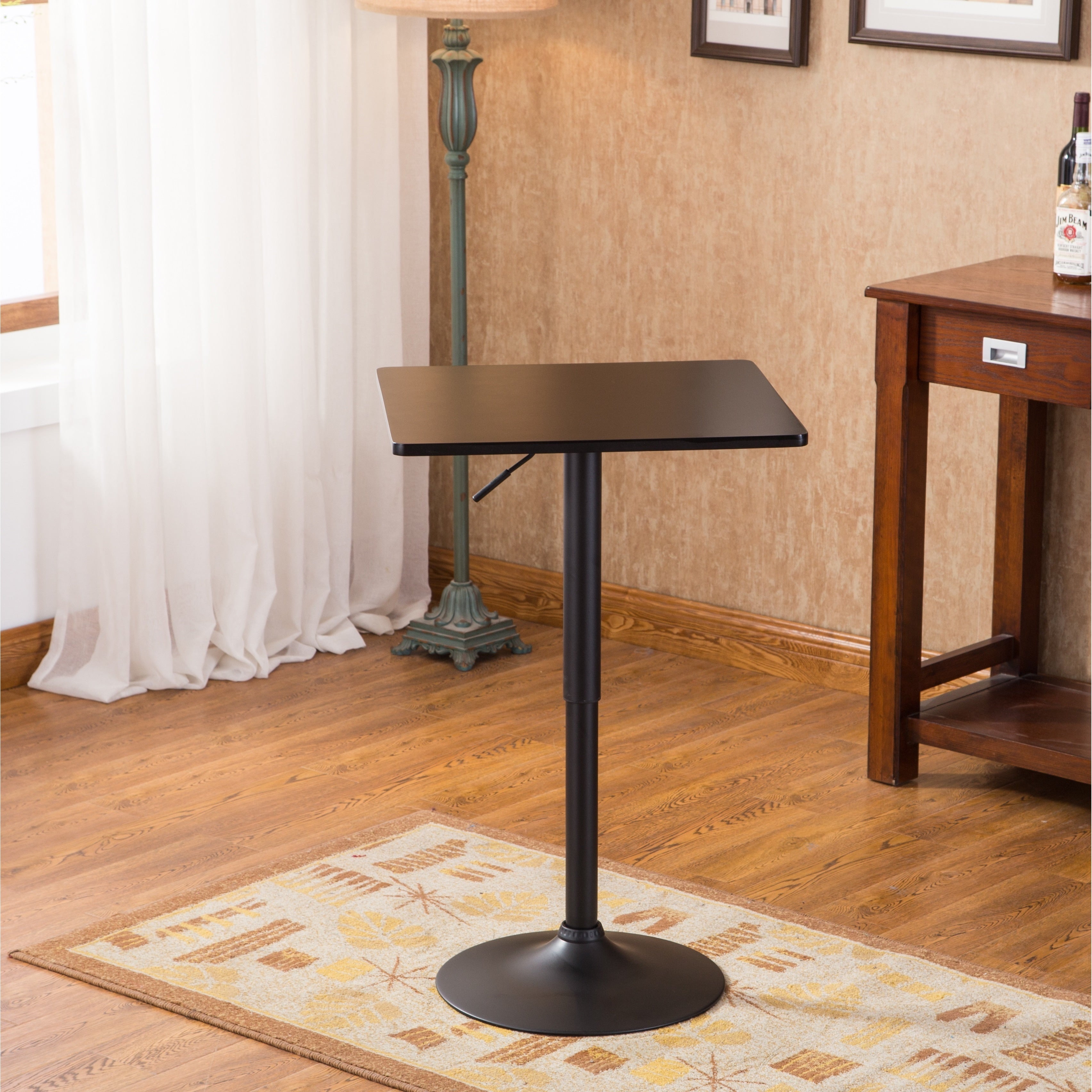 Belham Black Square Top Adjustable Height Metal Base Bar Table