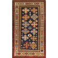 Pasargad Kazak Hand Knotted Navy Ivory Lambs Wool Area Rug 3 X 5