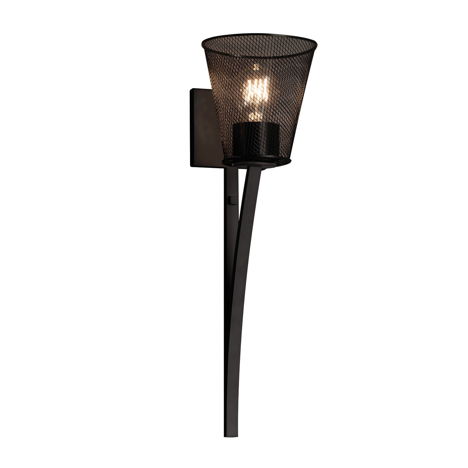 Justice Design Group Wire Mesh Sabre Black Cone Wall Sconce
