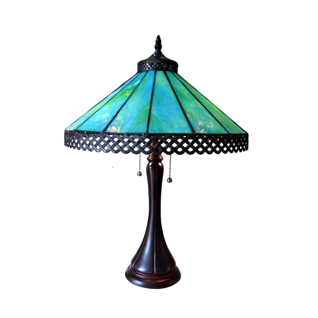 Chloe Tiffany Style Mission Design 2 Light Antique Bronze Table Lamp