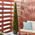 Admired By Nature Cypress Green 6 Foot Artificial Leave Tower Cone Topiary Plant Tree In Green Plastic Pot