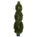 Nearly Natural Green Plastic 5 Foot Pond Cypress Spiral Indoor Outdoor Topiary