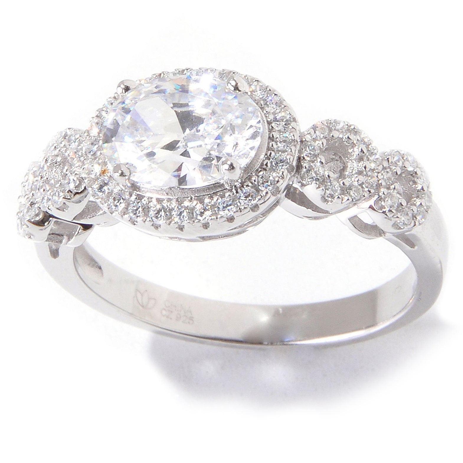 Platinum Over Silver White Cubic Zirconia Ring