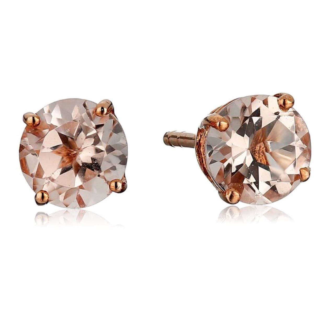 Pinctore 10K Rose Gold Morganite Round Stud Earrings