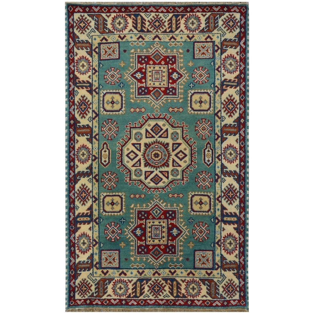 Handmade Herat Oriental Indo Tribal Kazak Wool Rug India 4 X 6