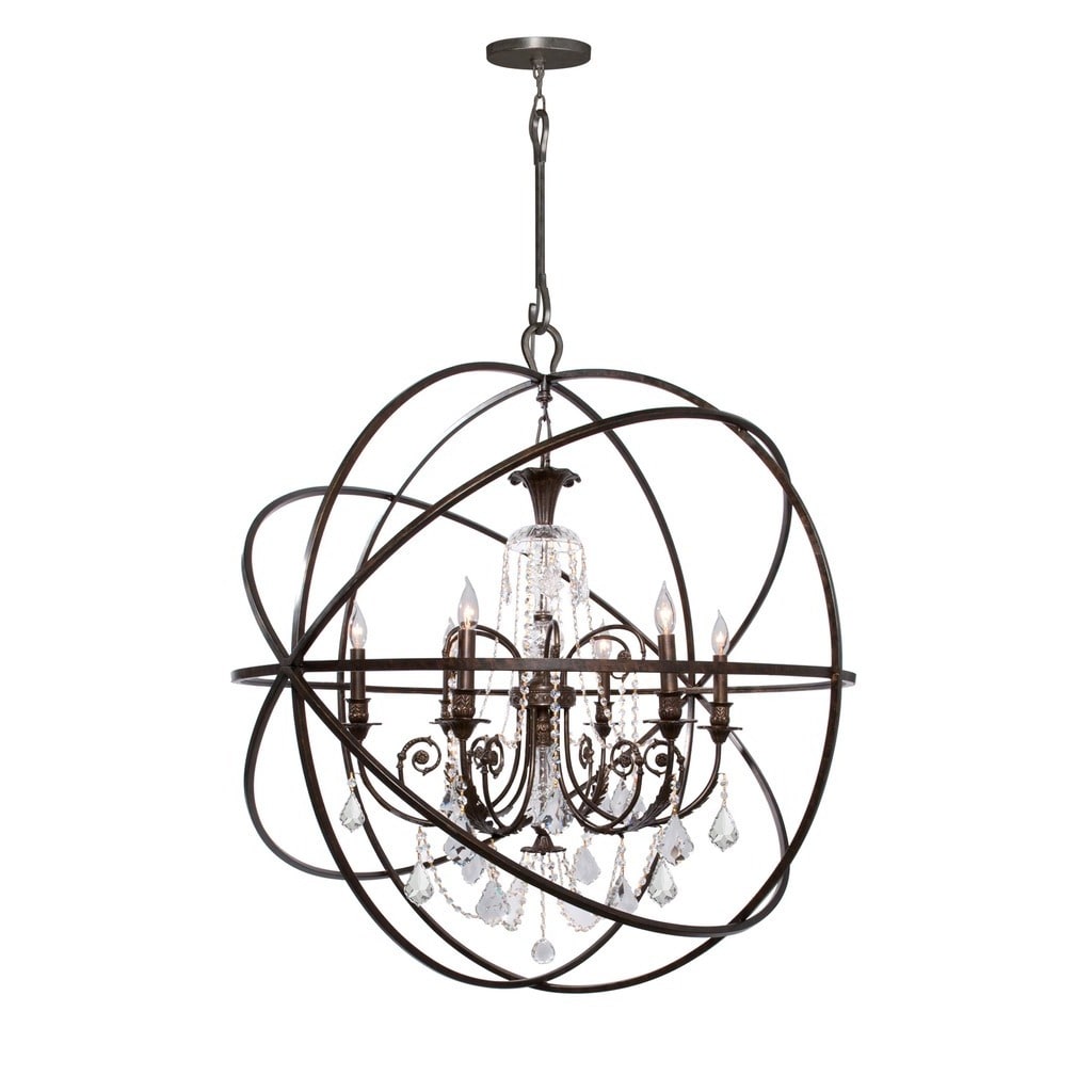 Copper Grove Poltava 6 Light English Bronze And Crystal Chandelier