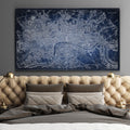 Antique London Map Blue Premium Gallery Wrapped Canvas