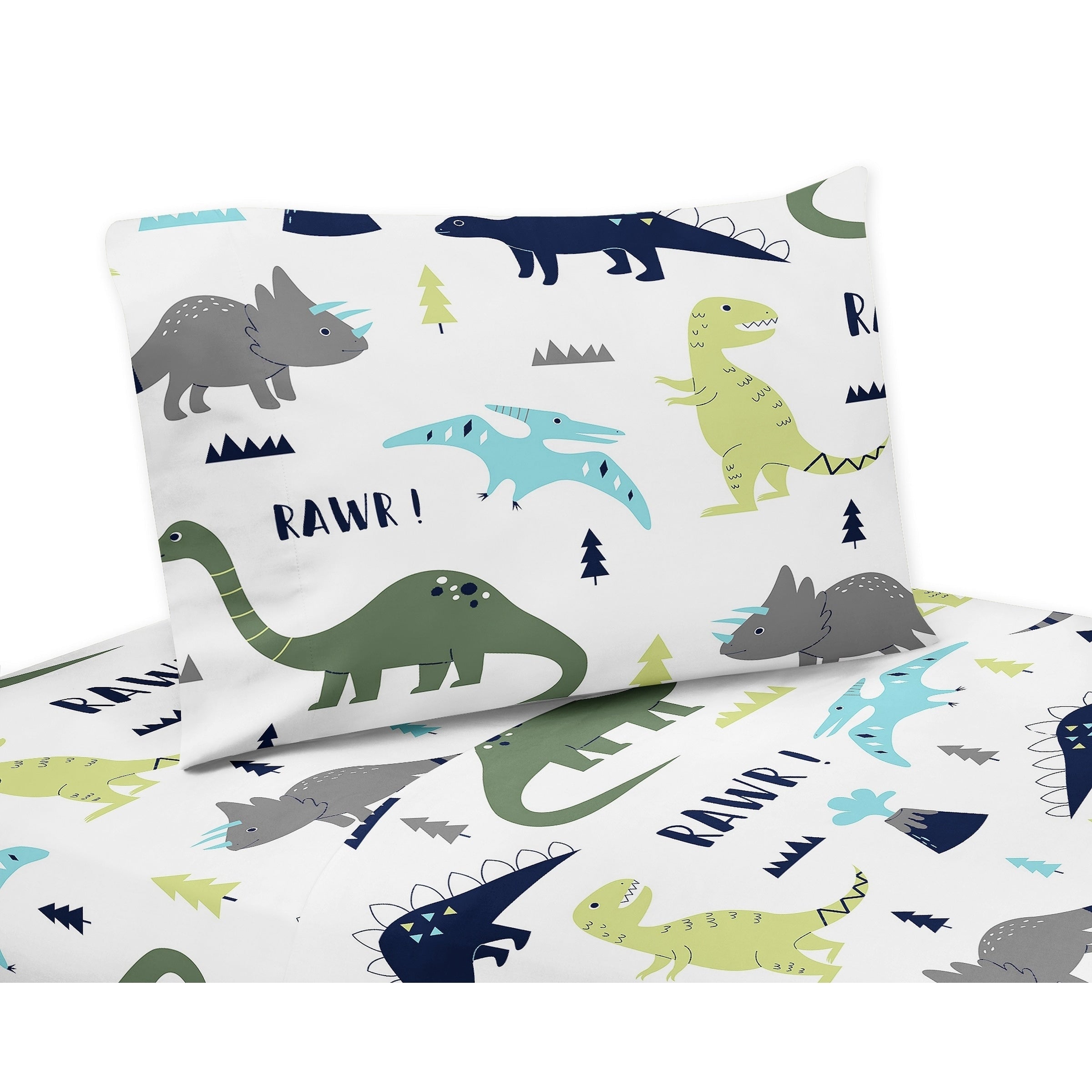 Blue And Green Mod Dinosaur Collection Twin And Queen Sheet Sets By Sweet Jojo Designs