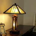 Chloe Tiffany Style Mission Design Double Lit 2 1 Light Dark Walnut Table Lamp