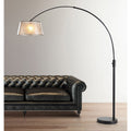 Orbita 82 Inch Dark Bronze Retractable Arch Dimmable Floor Lamp With Led Bulb And Mica Shade
