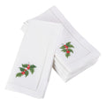 Holly Leaf Embroidered And Hemstitched Cotton Napkin Set Of 6