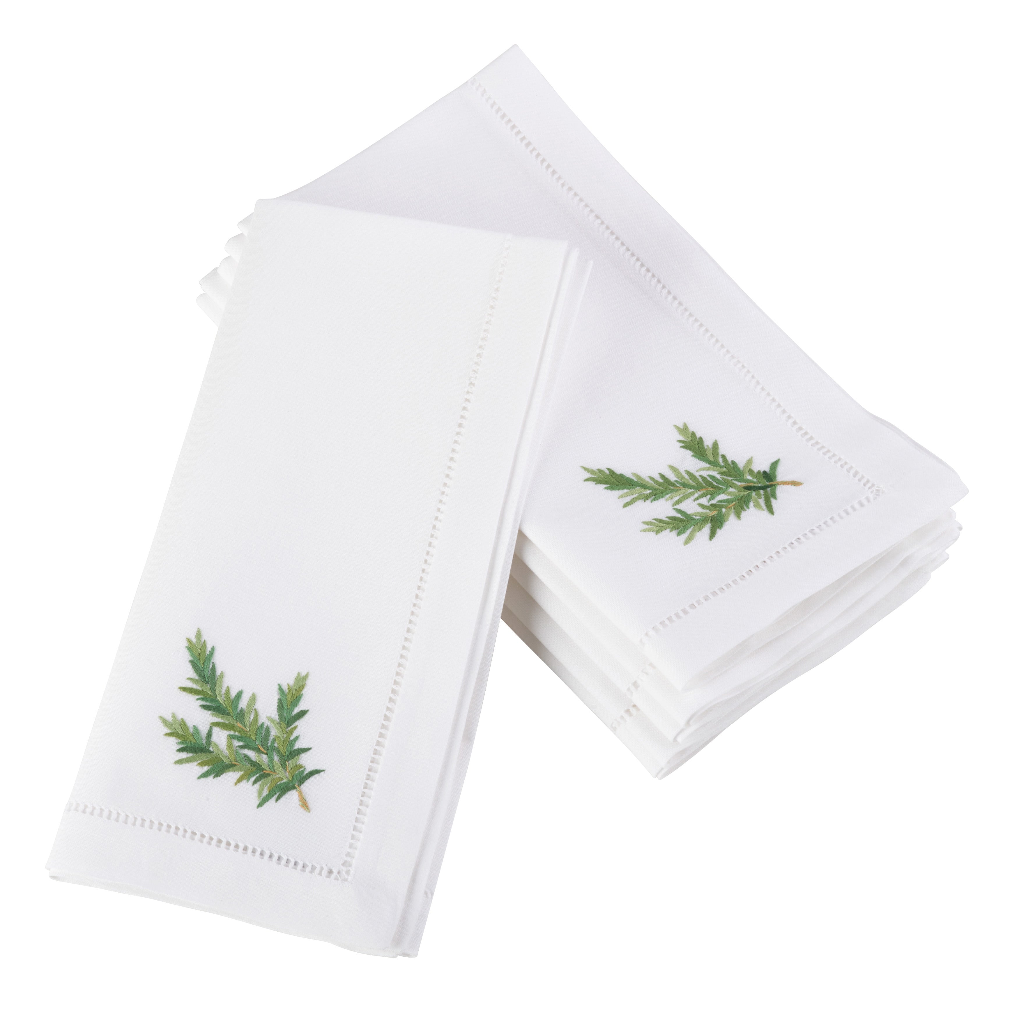 Rosemary Embroidered And Hemstitched Cotton Napkin Set Of 6