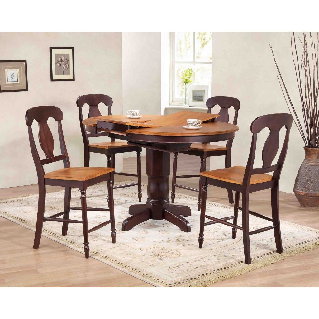Iconic Furniture Company 42 X42 X60 Whiskey Mocha Napoleon Back Counter Height 5 Piece Dining Set