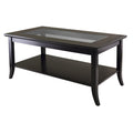 Copper Grove Shasta Trinity Espresso Wood Rectangular Coffee Table With Shelf And Glass Top