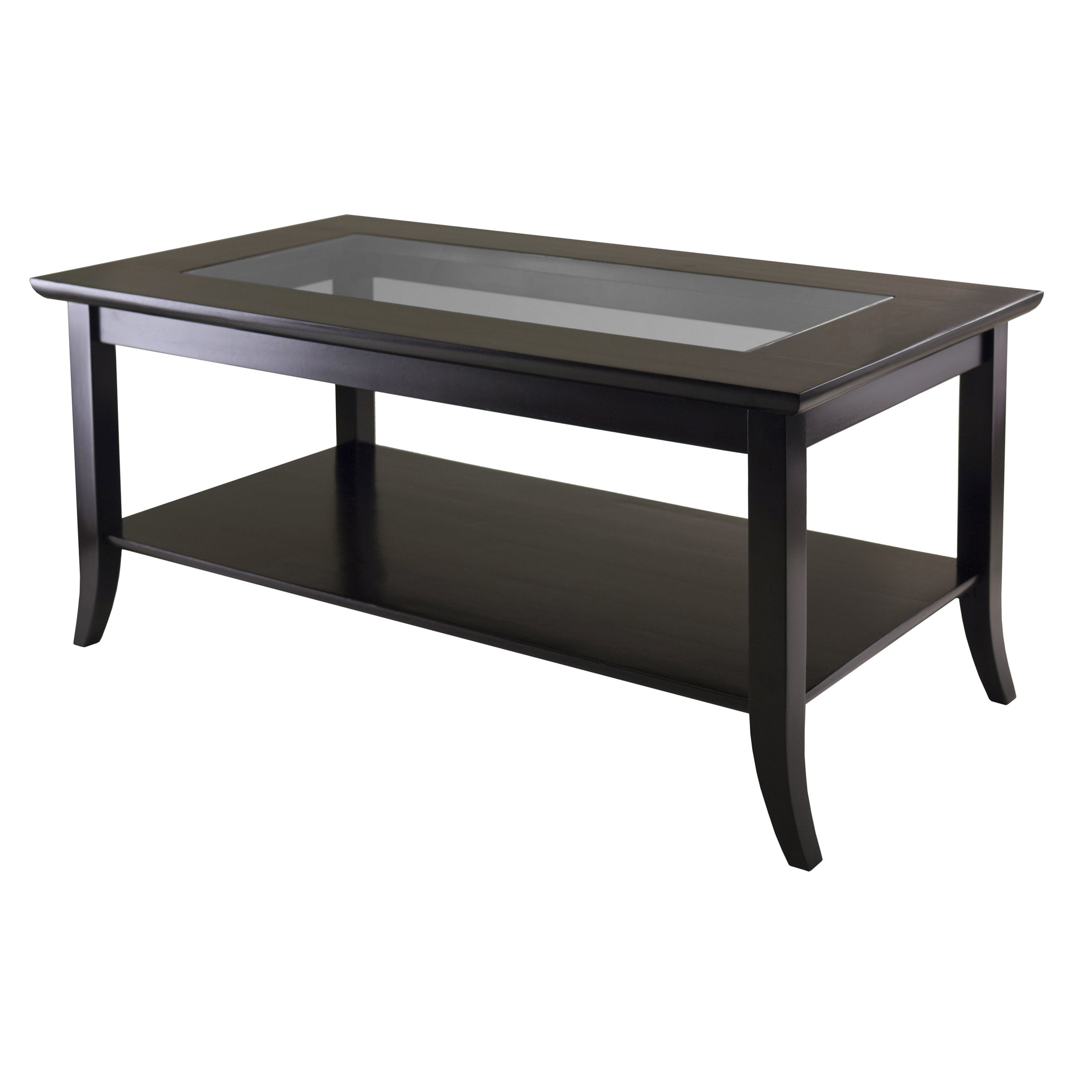 Copper Grove Shasta Trinity Espresso Wood Rectangular Coffee Table With Shelf And Glass Top