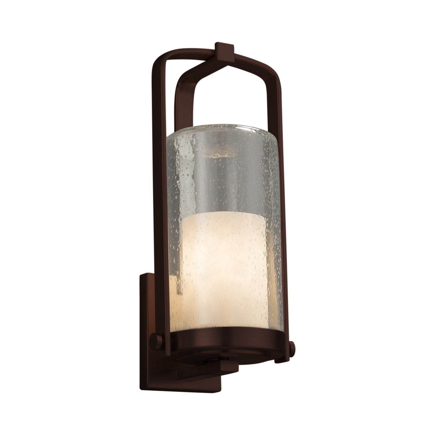Justice Design Group Clouds Atlantic 1 Light Dark Bronze Outdoor Wall Sconce Clouds Cylinder Flat Rim Shade