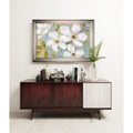 White Blossoms Silver Frame