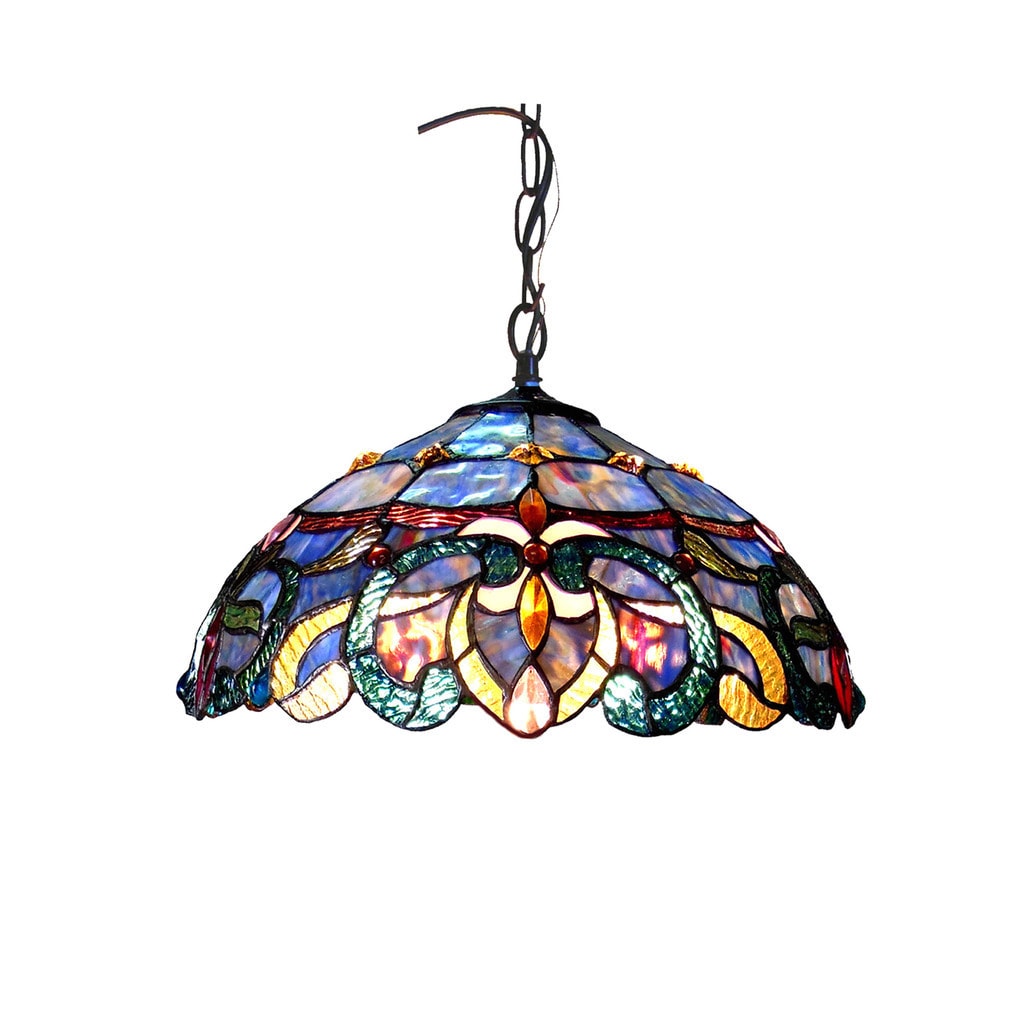 Chloe Nora Collection Tiffany Style Victorian Design 2 Light Dark Antique Bronze Pendant