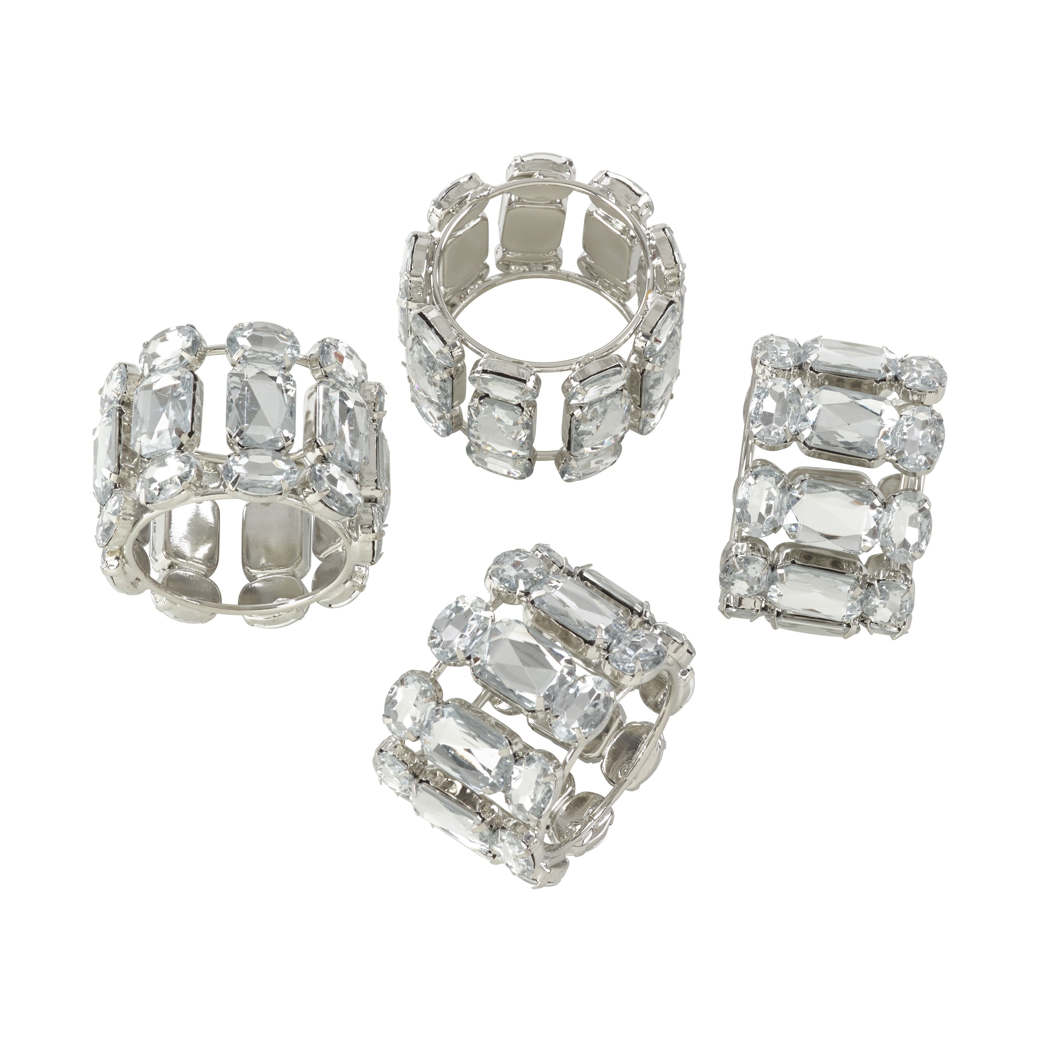 Jeweled Gem Stone Napkin Ring Set Of 4
