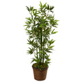 Nearly Natural 4 Foot Bamboo Tree In Coiled Rope Planter