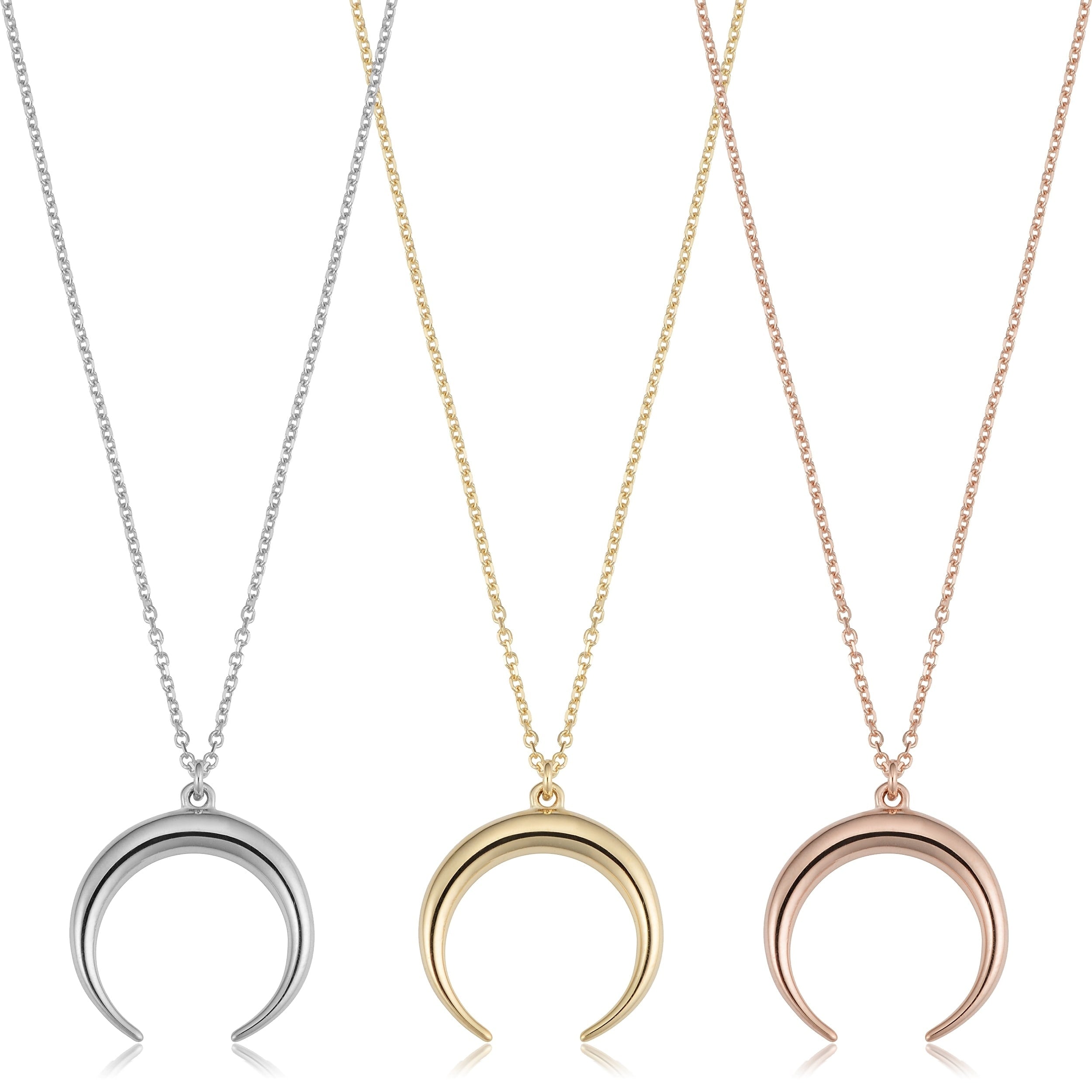 Fremada Italian 14K Yellow Gold Crescent Moon Necklace 18 Inches